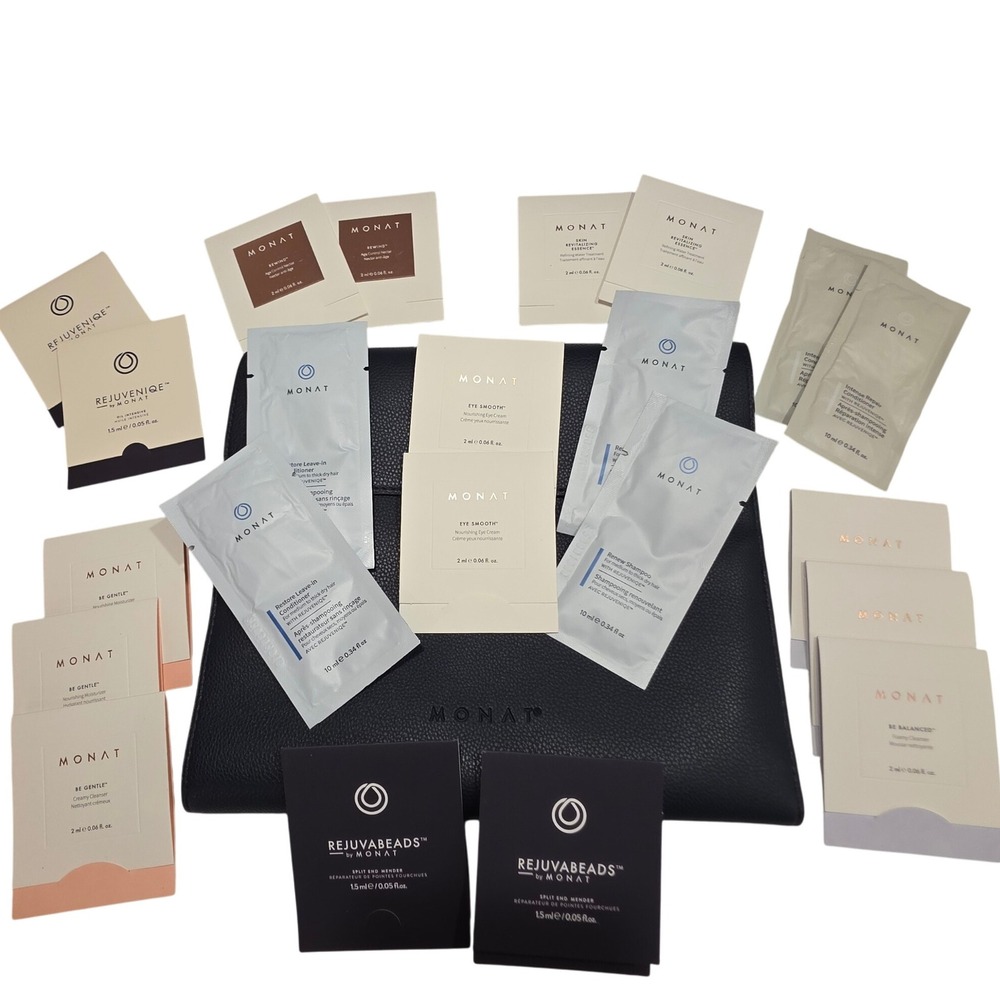 Monat Travel Kit Samples Lot of 22‎ with Monat Leather Portfolio